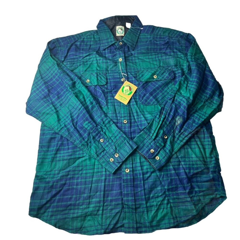 Vtg Appalachian Trail Men’s Blue Plaid Button‎ Up Shirt Size XL With Tags